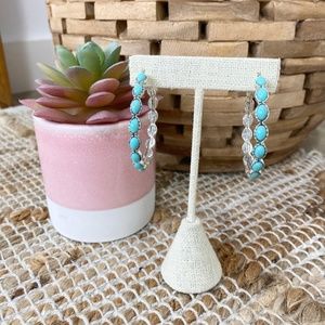 Retro Turquoise C-Shaped Hoop Earrings